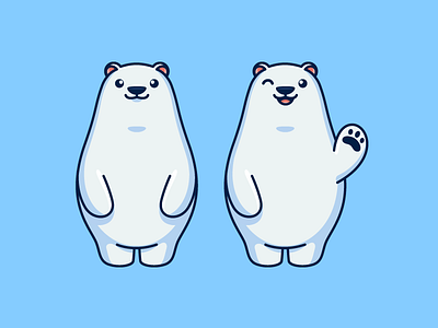 Polar Bear brand branding character mascot child children cuddle cuddling fat chubby friendly adorable hello welcome ice cold illustrative illustration kids toddler logo identity polar bear simple design smile smiling snowing snow soft animal waving hand wink happy