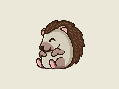 Hedgehog adorable baby bold outlines character mascot child children cute fun funny fat chubby happy smile hedgehog animal illustrative illustration little small logo identity needle sharp pet sitting spines hairs sticker cartoon