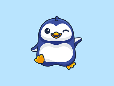 Penguin adorable lovely antarctic antarctica avatar icons bird animal brand branding character mascot cold weather cute fun funny fat chubby happy friendly hello greeting ice frozen illustrative illustration logo identity smile smiling user profile waving walking wink winking