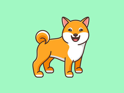 Shiba Inu Adult adorable pet bold outline breed japan cartoon comic character mascot cute fun funny dog animal draw drawing friendly expression happy smile illustrative illustration japanese doggy logo identity lovely loyal shiba inu stand standing sticker design tshirt apparel