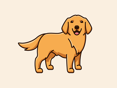 Golden Retriever adult realist brand branding cartoon comic character mascot cute fun funny dog breed draw drawing friendly expression golden retriever happy design illustrative illustration logo identity lovely apparel pet animal smile smiling stand standing sticker tshirt