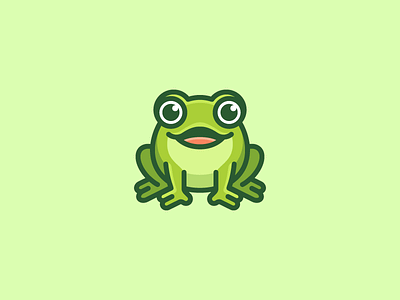 Frog bold outline brand branding cartoon flat character mascot clean simple cute fun funny draw drawing friendly happy frog animal geometry geometric green amphibia illustrative illustration logo identity mascot character personality personal smile smiling symbol icon