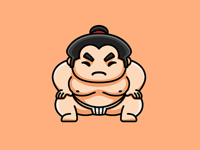 Sumo asia sport bold outline cartoon comic character mascot cute fun funny fat chubby geometry geometric heavy large illustrative illustration japan nippon logo identity martial art simple minimal sticker design strong powerful sumo wrestler symbol icon tshirt apparel wrestling competition