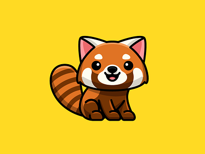 Red Panda adorable lovely animal zoo bear wildlife bold outlines cartoon comic character mascot child children cute fun funny draw drawing east asia geometry geometric happy smile illustrative illustration logo identity positive vibes red panda sit sitting sticker design symbol icon tshirt apparel