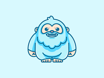 Yeti adorable lovely app apps application brand branding character mascot child children cute fun funny flat cartoon comic game gaming geometry geometric happy smile ice snow light blue logo identity mythical creature snowman ape symbol icon symmetry standing yeti big foot