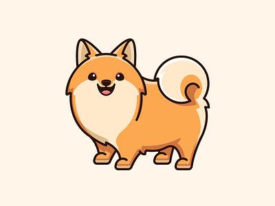 Pomeranian cartoon comic character mascot cute fun funny dog animal draw drawing dwarf spitz friendly expression illustrative illustration logo identity lovely adorable pet happy pomeranian breed simple furry smile smiling stand standing sticker apparel t shirt clothing zwergspitz loulou