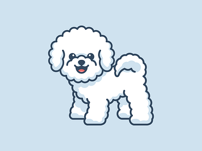 Bichon Frise adorable lovely bichon frise cartoon comic character mascot child children cute fun funny dog breed fur furry geometry rounded happy friendly illustrative illustration puppy animal simple minimalist small playful soft fluffy stand standing sticker design tshirt apparel