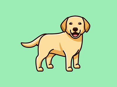 Yellow Labrador adorable lovely cartoon comic character mascot cute fun funny dog breed happiness cheerful happy friendly illustrative illustration labrador retriever laugh laughing pet animal positive vibes smile smiling stand standing sticker design tshirt apparel yellow lab