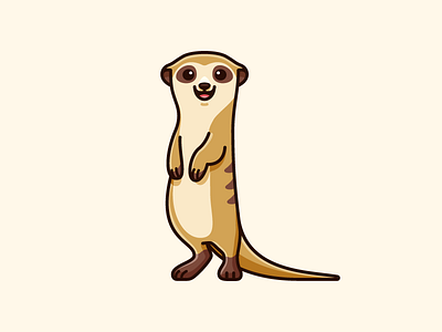 Meerkat brand branding character mascot cute fun funny flat cartoon comic friendly animal happy smile lovely adorable meerkat africa safari symbol stand standing sticker design tshirt apparel zoo nature