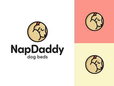 Dog Sleeping adorable lovely animal pet beds pillow brand branding character mascot child children circle circular curled up position cute fun funny dog puppy geometry geometric illustrative illustration laying down logo identity nap napping peaceful calm relax enjoy rounded friendly sleep sleeping sleepy rest
