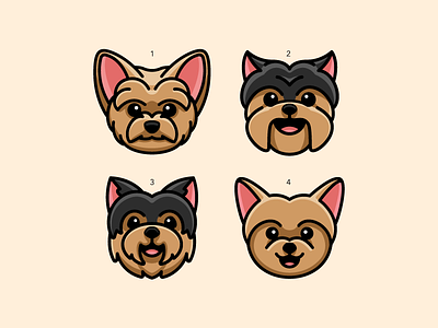 Yorkshire Terrier brown black canine puppy child children choose choice cute fun funny dog animal eyebrow mustache fur furry happy expression head face illustrative illustration lovely adorable pet business smile smiling sticker design which one yorkie breed yorkshire terrier