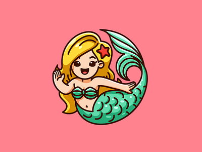 Mermaid cartoon comic character mascot cute fun funny fish animal girl feminine illustrative illustration logo identity lovely adorable mermaid female myth mythological mythical creature ocean water pink sea pretty beautiful princess beauty sticker design swim swimming t shirt apparel woman women