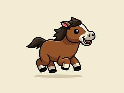 Running Horse brown color cartoon comic child children cute fun funny dynamic motion happy jumping horse animal illustrative illustration logo identity racehorse pet run running smile smiling speed endurance sport race stallion nature sticker design strength powerful strong power welsh pony