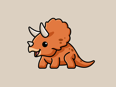 Triceratops adorable bold cartoon child children cute design dinosaur fun funny happy horn illustration logo logo design outline sticker triceratops