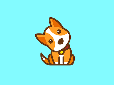 Curious Dog adorable lovely app icon brand branding bright vibrant cartoon comic character mascot child children choice option confuse confused curious curiosity cute fun funny dog doggy head face illustrative illustration logo identity pet animal playful simple puppy question sit sitting tilt tilted