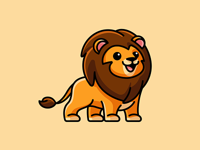 Lion africa animal carnivore cartoon comic cat character mascot child children cute fun funny happy illustrative illustration jungle king lion logo identity mammal powerful smile stand standing strong wild
