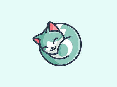 Cat Sleeping adorable lovely animal pet brand branding cartoon comic cat kitten character mascot circle circular curled up cute fun funny geometry geometric illustration illustrative illustration laying down lazy rest logo identity nap napping peaceful calm relax enjoy rounded friendly sleep sleeping