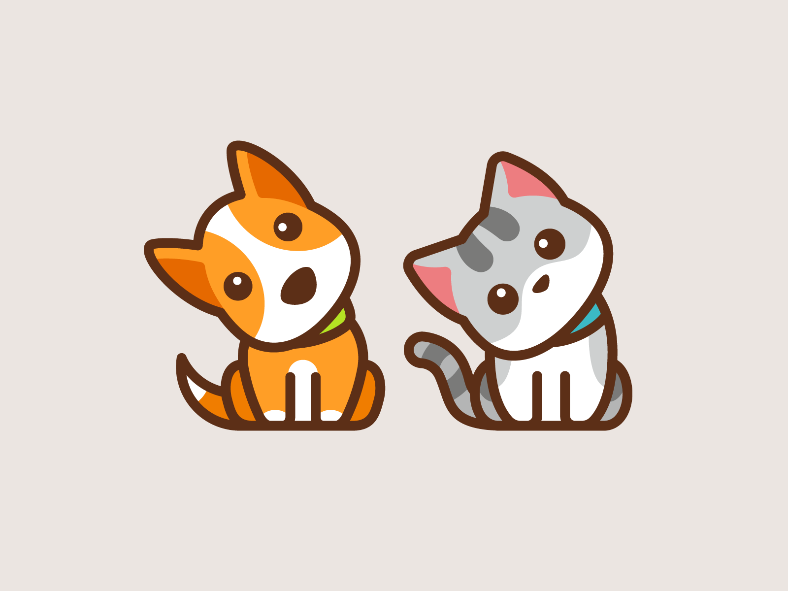 Premium Vector  Cute dog and cat cartoon adorable vector illustration