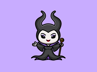 Maleficent adorable character cloak cute disney fanart fiction horn illustration lovely magic maleficent mascot movie spell wand witch