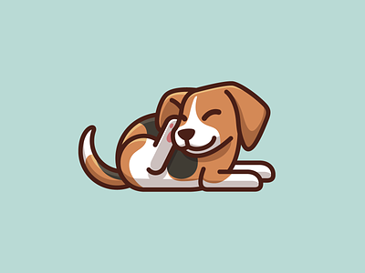 Beagle Dog Scratching beagle dog brand branding canine cartoon comic character child children cute fun funny geometry illustration itch logo identity lovely mascot pet animal playful puppy scratching symbol icon