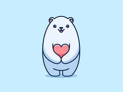 Polar Bear Love adorable branding cartoon character cute heart logo love lovely mascot polar bear valentine