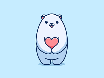 Polar Bear Love adorable branding cartoon character cute heart logo love lovely mascot polar bear valentine