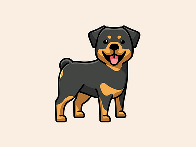 Rottweiler adorable animal black breed canine character cute dog doggy domestic guard happy illustration illustrative logo lovely mascot rottweiler smile sticker strong