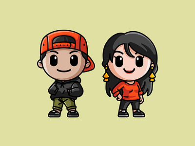 James and Jess 2d adorable art avatar avatars cartoon chibi couple cover cute icon illustration illustrative kawaii lovely mascot modern podcast art profile simple