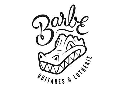 Logo - Barbe Lutherie crocodile design guitar handwritten lettering logo type vector
