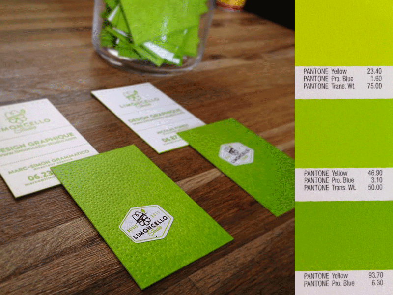 Business cards Limoncello business card green letterpress limon limoncello print sticker
