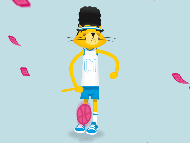 My First Shot on Dribbble animation basketball cat character first shot gif invitation invite loop motion player vector