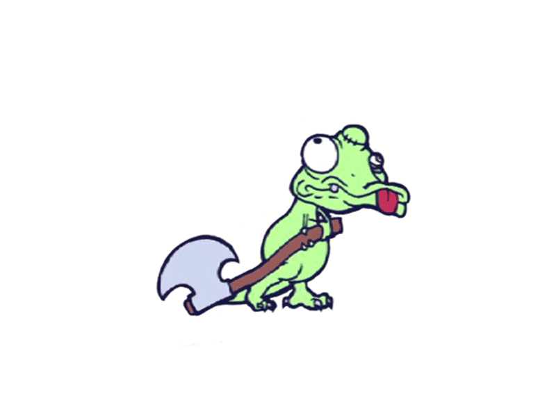The Ax of Evil 2d animaion cartoon character dinosaur gif green hand drawn ink loop motion walkcycle