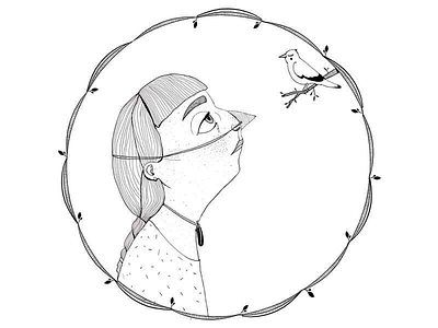lovestory bird girl graphic illustration lovestory