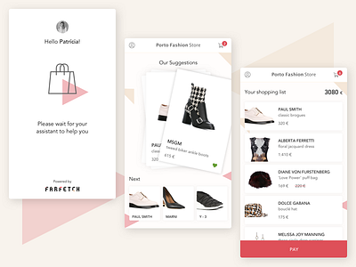 Farfetch app design fashion list shop swipe ui