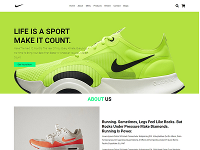 Nike website with Responsive branding logo ui