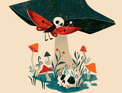 Poison Mushroom Fairy halloween illustration skull