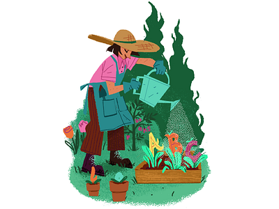 Gardener of Letters character design editorial illustration gardener illustration