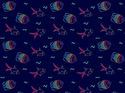 Deep sea blue deep fish illustration pattern sea