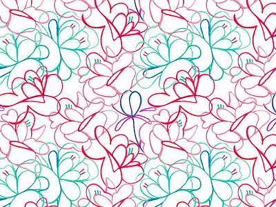Flowery meadow colour flower illustration pattern pen pencil