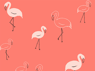 Flamingos flamingos lines orange pattern pink