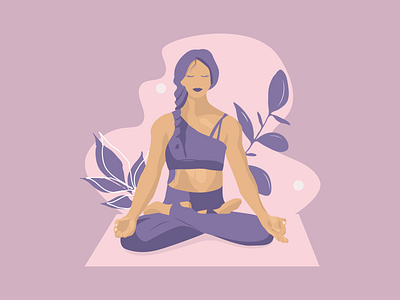 Yoga girl faceless fitness girl health illustration lotos position purple suit sport woman yoga