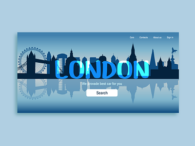 The first page of a car rental website with skylines of London car carsharing city graphic design illustration landing page london rent silhouette skyline the first page website