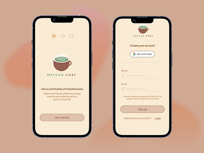 Sign up page for matcha chat ui
