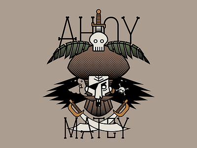 Ahoy Matey ahoy palm pirate skull sword