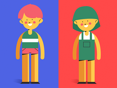 Kids character design animation art blue boy brother character character concept child girl green illustration kid kids pink red sister vector vector art yellow
