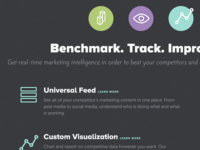 Benchmark. Track. Improve. detail homepage icons intelligence marketing trackmaven