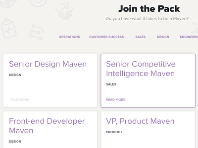 Join the Pack! about cards hiring icons proxima nova redesign