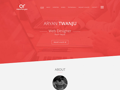 riseofaryan - personal portfolio website flat design personal website portfolio red riseofaryan web designer website design