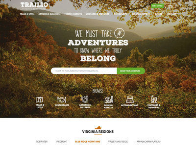 Homepage Concept for Virginia Tours Site