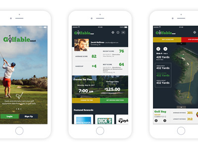Golfable app design golf golf app golfing app mobile app design mobile design